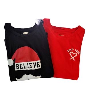 Old Navy Bundle of 2 Holiday Short Sleeve Shirts Size Medium